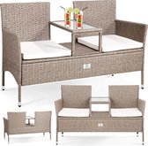 GIANTEX Rotan balkonmeubelset 2 personen, 3-delig. Rotan tuinzitgroep