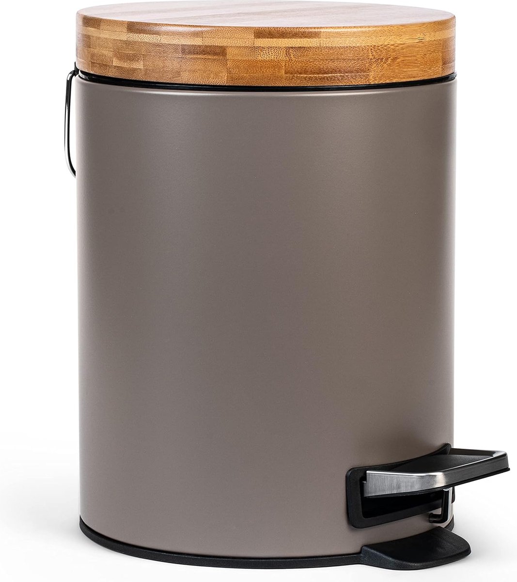 Goedkoopste PolkaHome 5 Liters Designer Badkameremmer - Superieure Bamboe | Zachtsluitend | Anti-Vinger | Taupe (Donker