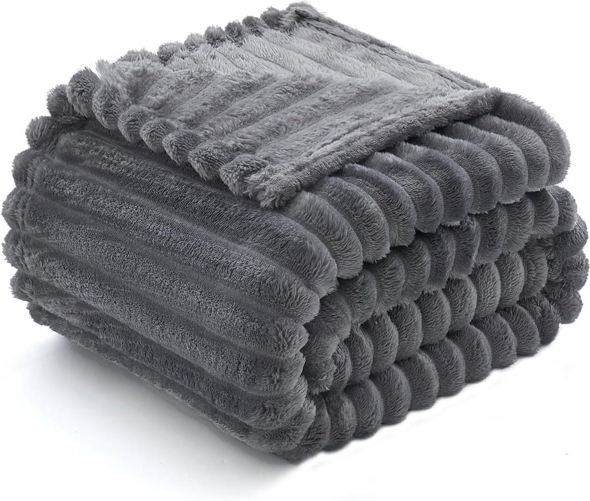 Clord - Cuddly Deken - Fluffy - Fleece - Donkergrijs - 150 x 200 cm