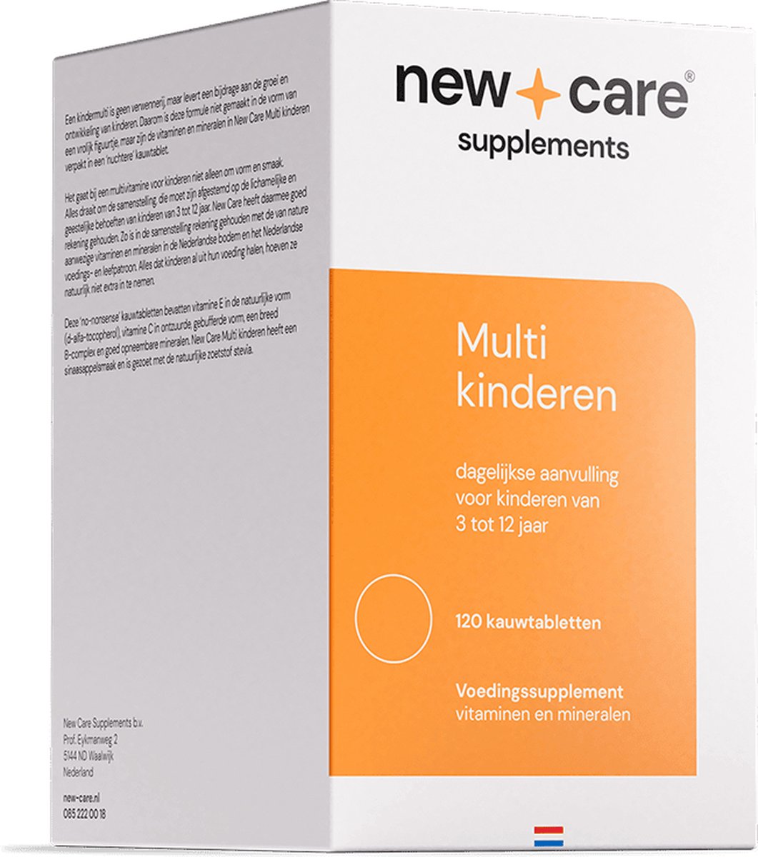 Goedkoopste New Care Multivitamine voor kinderen - 100 natuurlijke zoetstof stevia - 120 kauwtabletten