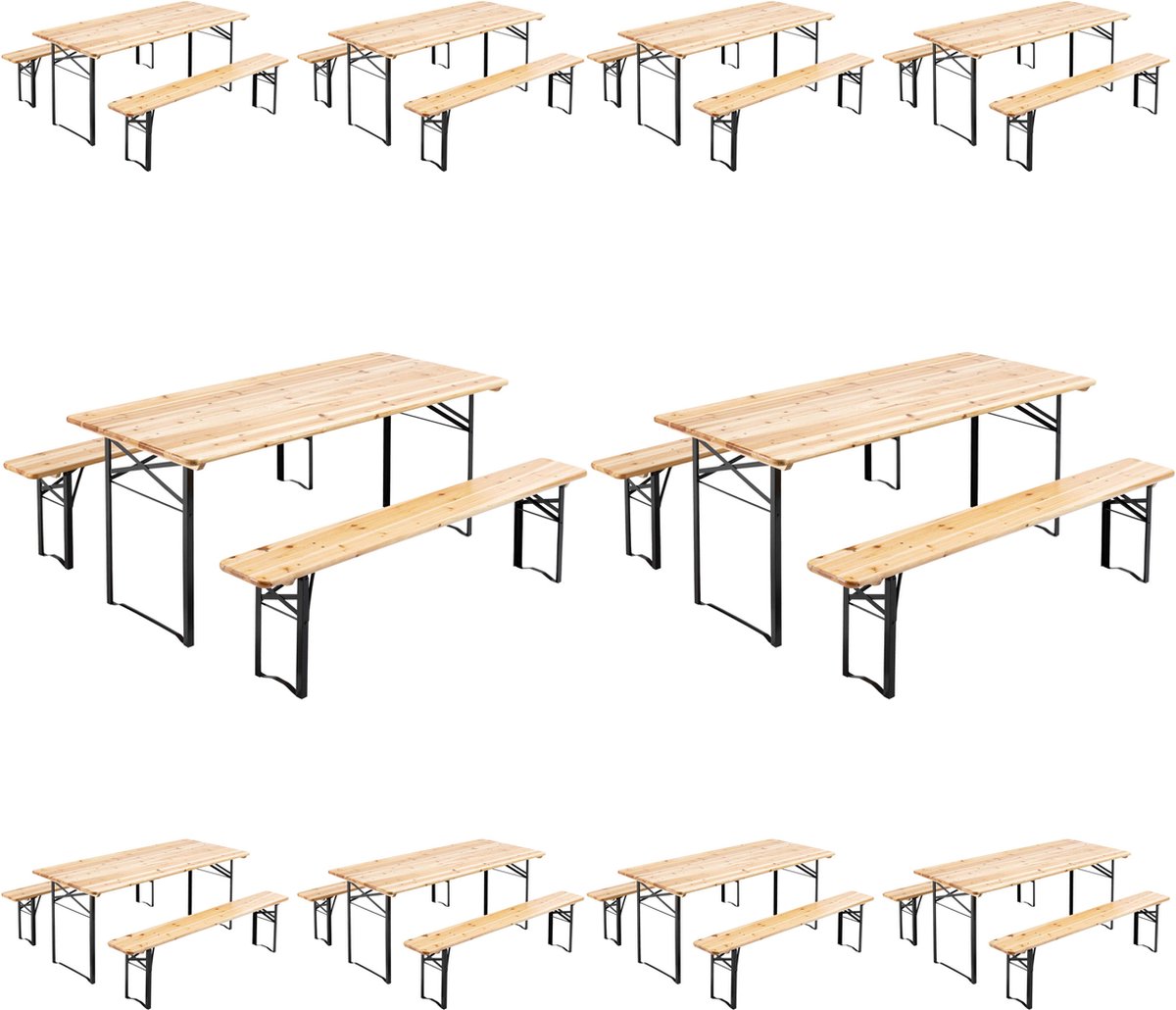 Oviala - 10 Opvouwbare brouwerijtafels 177x80x76cm + 20 houten banken - Munich