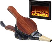 Amagabeli 42 x 17cm Holz Blasebalg für Kamin & Grill Grillblasebalg Grillgebläse Handblasebalg Luftgebläsebalg für Draussen Camping Holz Gebläse für Kamin Ofen Braun