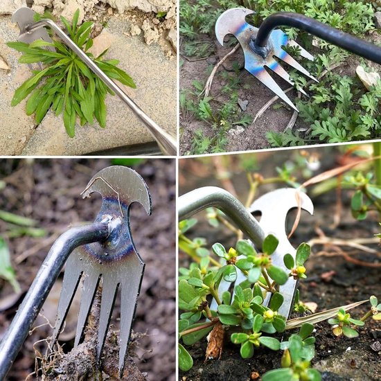 2 stuks wiedgereedschap - onkruid wieden - 35 cm - multifunctioneel - geschikt voor tuin - bodem losmaken van Kinzo Garden — afbeelding 4
