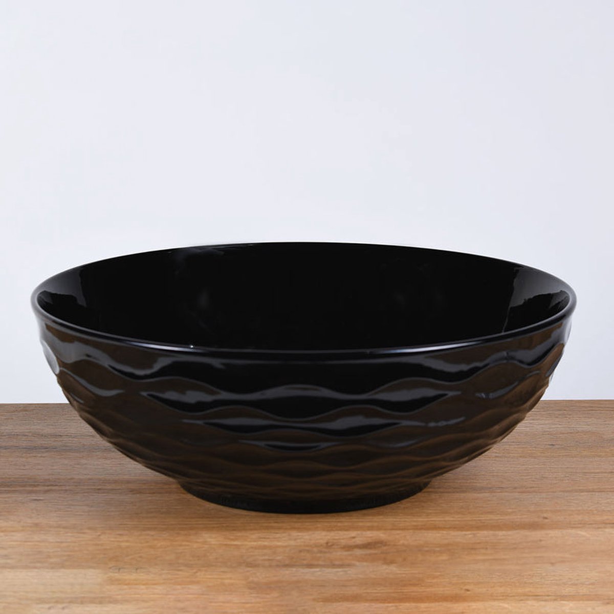 Keramische waskom rond zwart 42x42x14,5 cm opbouw Arya