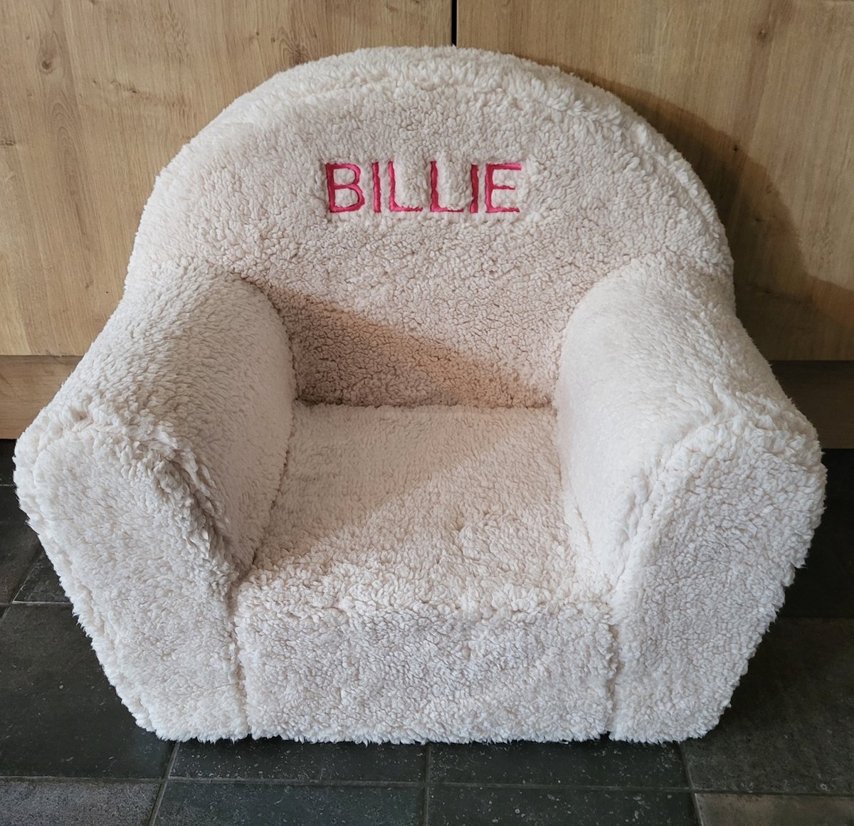 ecru teddy kinderstoel/fauteuil/met geborduurde naam/gepersonaliseerd/stoel voor kids