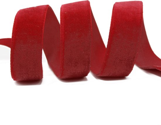 Fluweel lint 10mm (1cm) | Fluweel Band | Velvet Lint | Donker Rood Scarlet (260) Fluweellint | Cadeau Lint | Velvet | Decoratie | Rol: 4,5 Meter