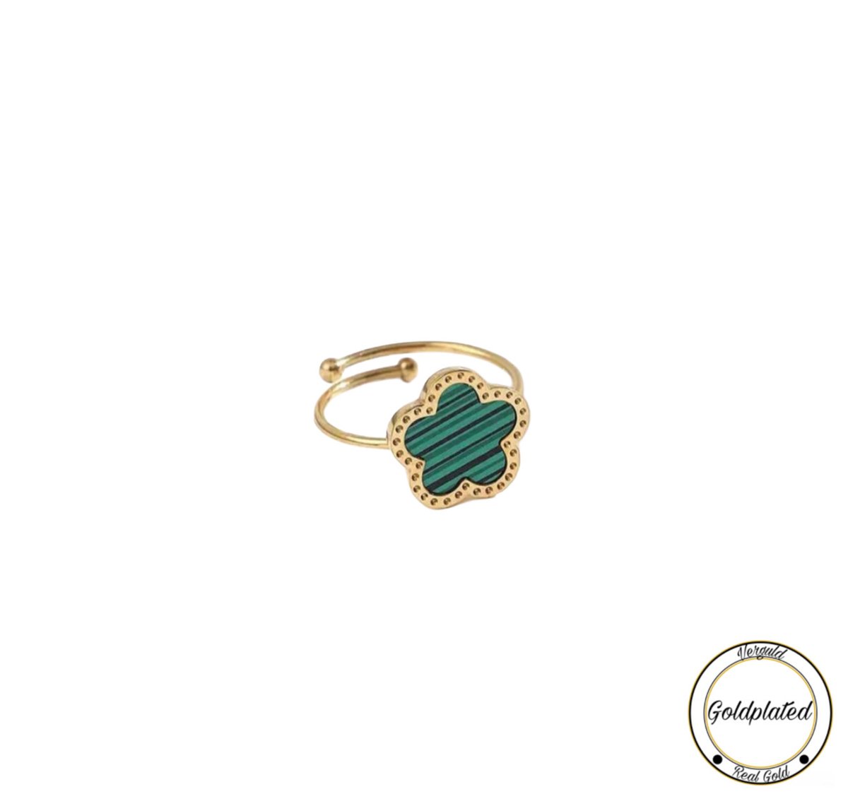 Soraro Klaver Ring | Groen | Klemring| Klavertje vier | Dames Cadeau | Moederdag | Moederdag cadeau
