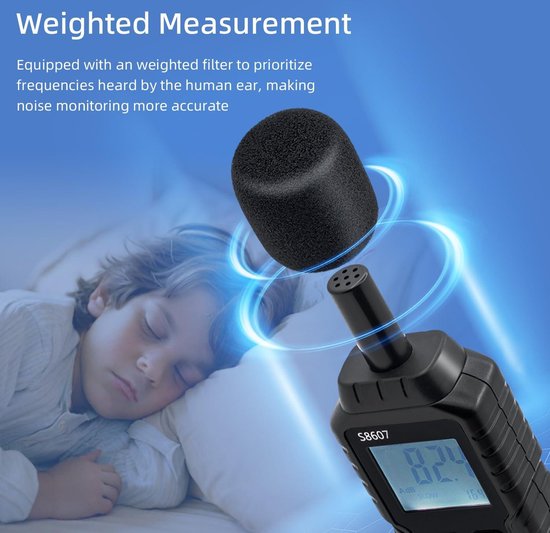9,6 Inch Geluidsniveaumeter Digitaal Geluidsniveau 30~130dB Meterlezer Meetbereik Nauwheid 1.5dB Geluidsmeter met Groot LCD-scherm