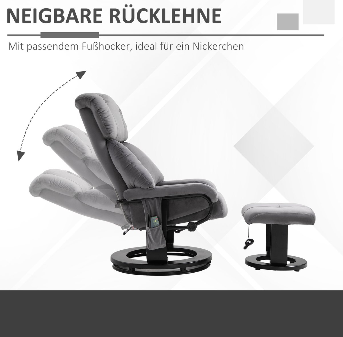 Afbeelding 3 van HOMCOM Relaxfauteuil met Massagefunctie Grijs