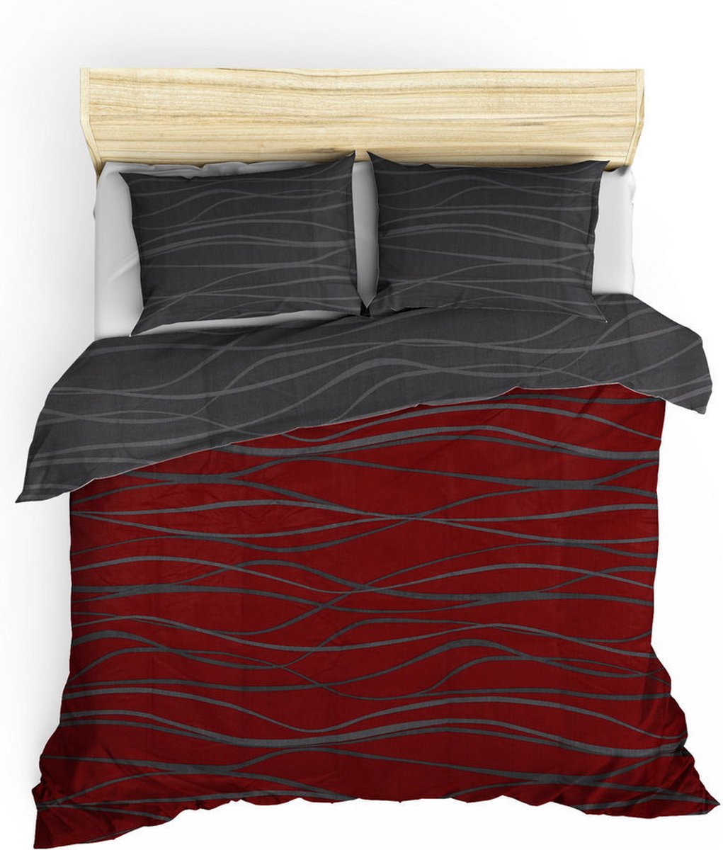 Asir - Super King Dekbedovertrek Set (EU) (IT) - Claret Rood - 260 x 220 cm