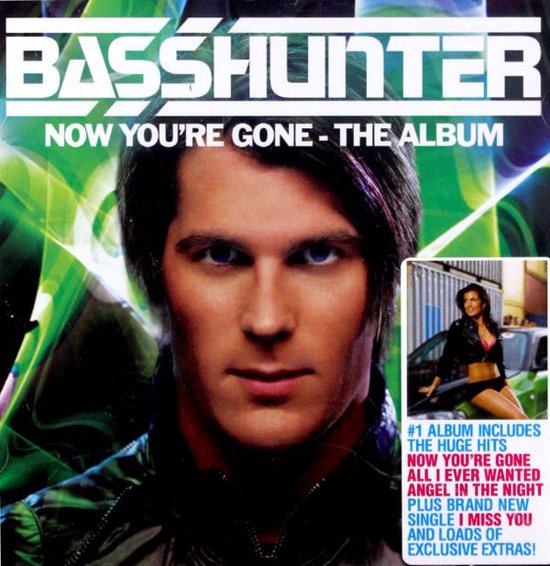 Albumhoes met Basshunter in het midden. Rechtsonder een vrouw in een zwarte leren jas en een korte broek.