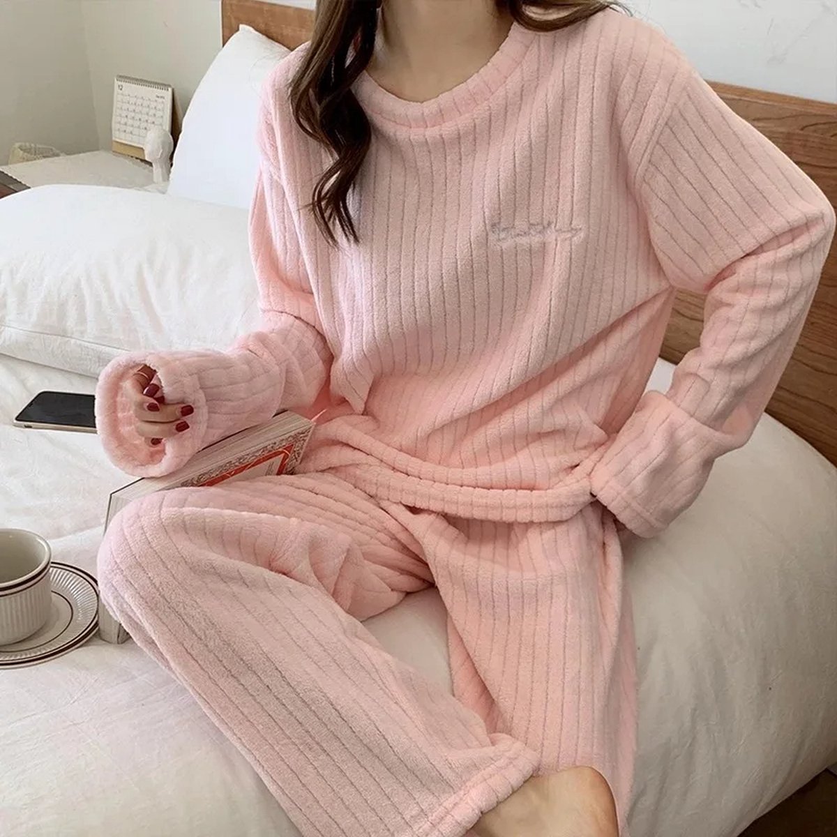 Pyjama's Herfst en Winter Koraal Fleece Verdikt en Fleece Warm Flanel Dames kunnen Thuiskleding dragen, A-XL code,A-XL code