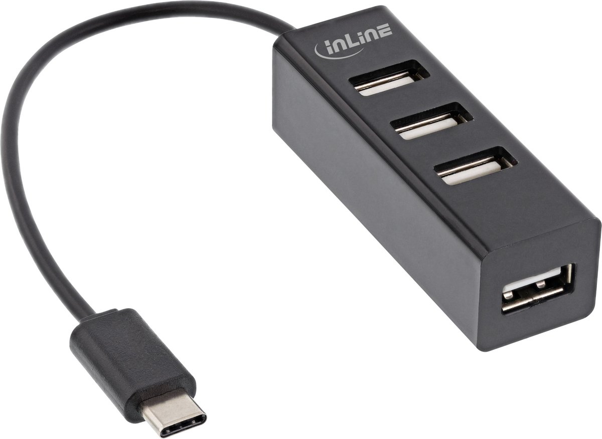 InLine USB hub (USB-C) | 4x USB-A | USB2.0 | compact | 0,15 meter