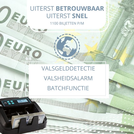 MV-300 Geldzählmaschine für gemischte Geldscheine mit 8-facher Falschgelderkennung | Sicher | Exakt | EUR USD GBP | Banknotenzähler | Geldzähler | Banknotenzählmaschine