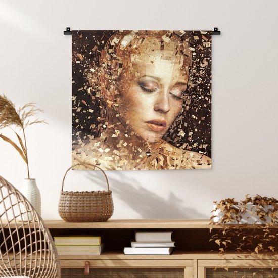 Wandkleed 60x60 cm - Wanddoek Vrouw - Abstract - Kunst - Wandtapijt - Wandkleden