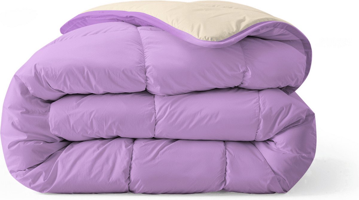 Zelesta Everyday Duo Lila & Sand Beach 240x200cm - Dekbed zonder overtrek - 30 dagen proefslapen - Wasbaar hoesloos dekbed - Bedrukt dekbed - All year zomerdekbed & winterdekbed