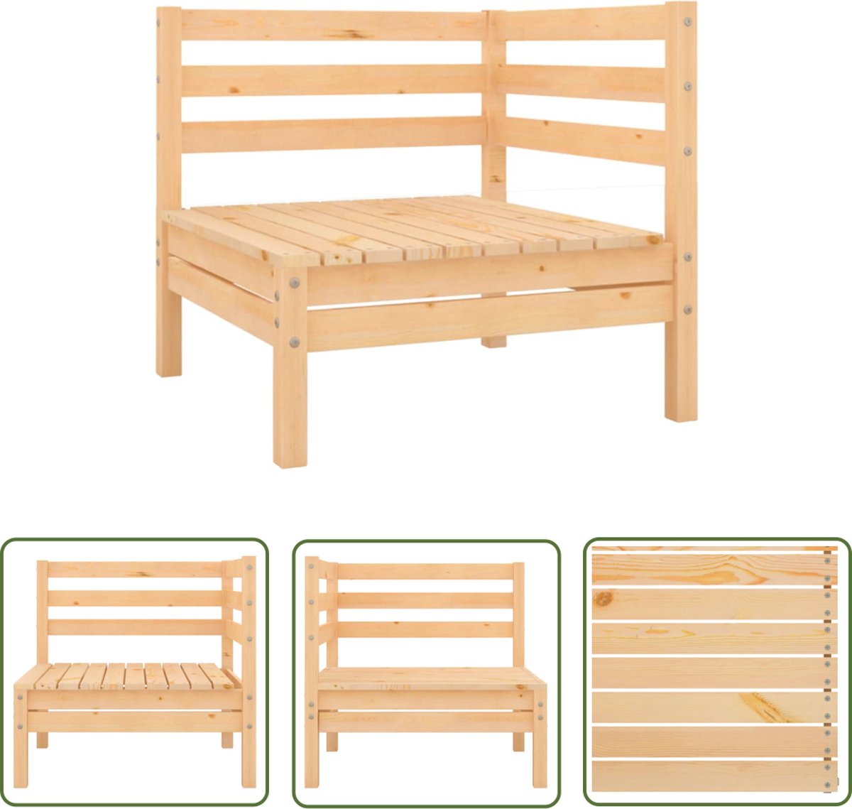 Massief grenenhouten tuinhoekbank met lounge set voor buiten - The Living Store.