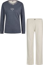 By Louise Dames Winter Pyjama Set Lang Interlock Blauw - Maat S