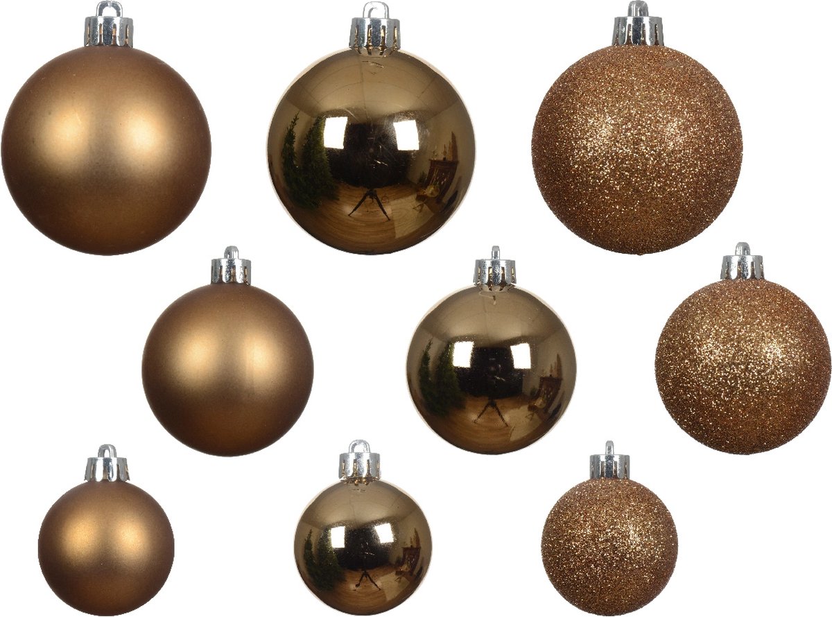 Decoris kerstballen set Plastic 30st pecannoot bruin 4-5-6cm – foto 2