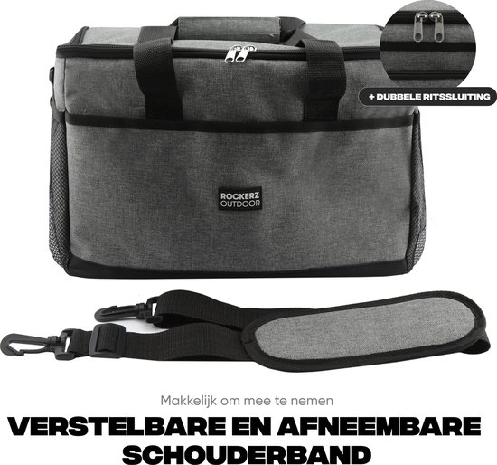Rockerz Plein air - Sac isotherme - Lunch Bag 30 litres - Grijs - Incl 2 éléments de Éléments de refroidissement