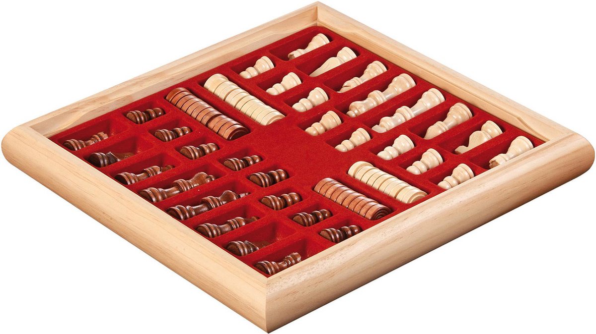 Philos houten schaak-dam set 32x32cm