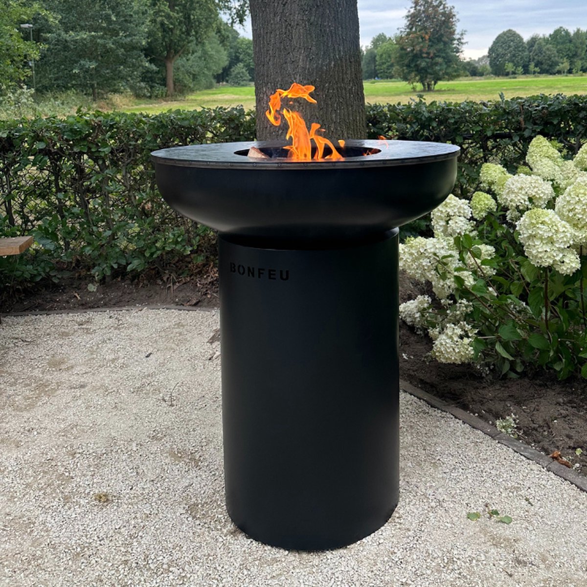 BonFeu BonBiza Vasque à feu 80 cm - Avec plancha et grille de cuisson - Noir
