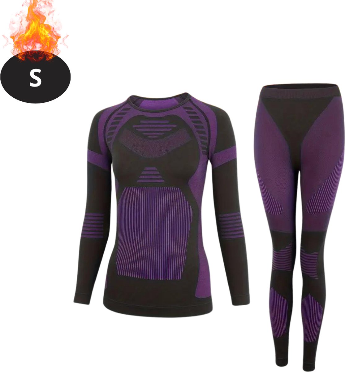 Bovista Thermokleding Dames – Thermobroek – Thermoset – Thermolegging – Winter – Thermoshirt – Paars – S