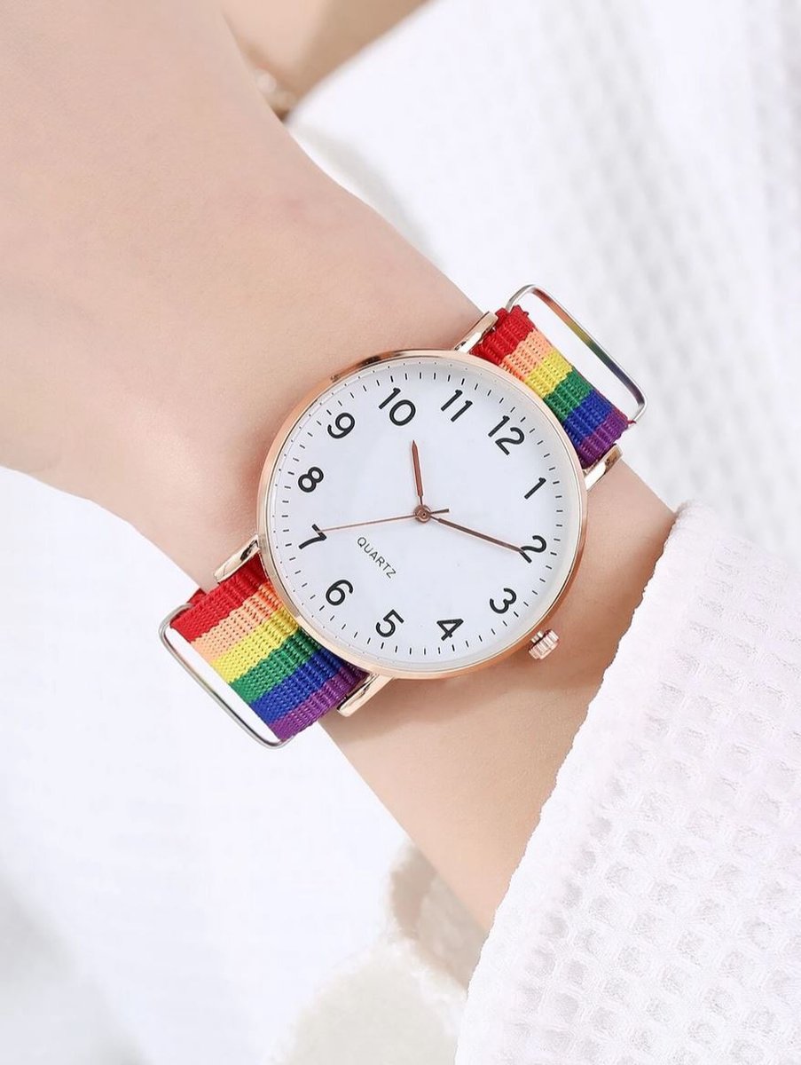 Regenboog horloge met canvas band