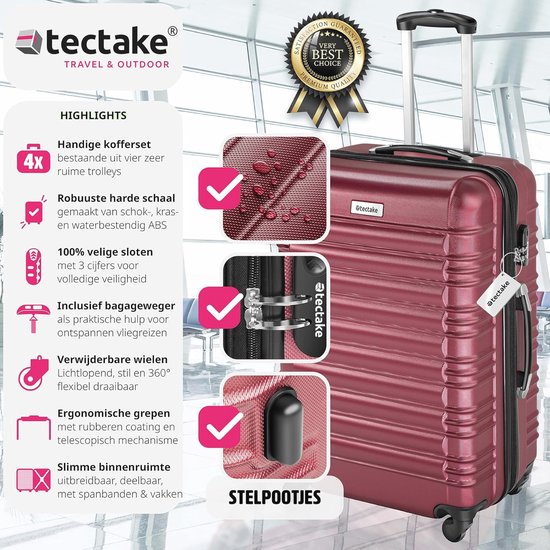 4-delige trolley kofferset – softcase (mesh) – met wieltjes – telescopisch handvat – blauw