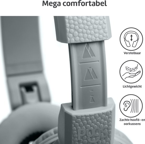 POGS - The Gecko 2 - Draadloze on-ear kinder koptelefoon - Bluetooth - Veilige volumebegrenzing - Duurzaam - Gratis app voor extra functies - rGrijs