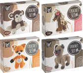 Haakpakket Amigurumi haken 4pcs - Varianten Vosje - Aap - Bulldog - Paard - Haakpakketten Knuffels - Geschikt voor 14 jaar en ouder - Haakpakketten voor volwassenen
