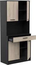 Meuble de cuisine Napoli 176 cm de haut noir avec chêne