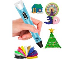 foto van BLU 3D Pen XXL Starterspakket - inclusief 100M Filament in 10 kleuren - Inclusief E-book - Extra lange laadkabel - Blauw