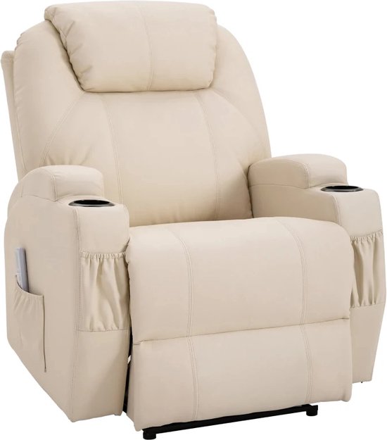 GranMaison Massagestoel Relaxfauteuil Beige Elektrisch - Massagestoel - €648,95