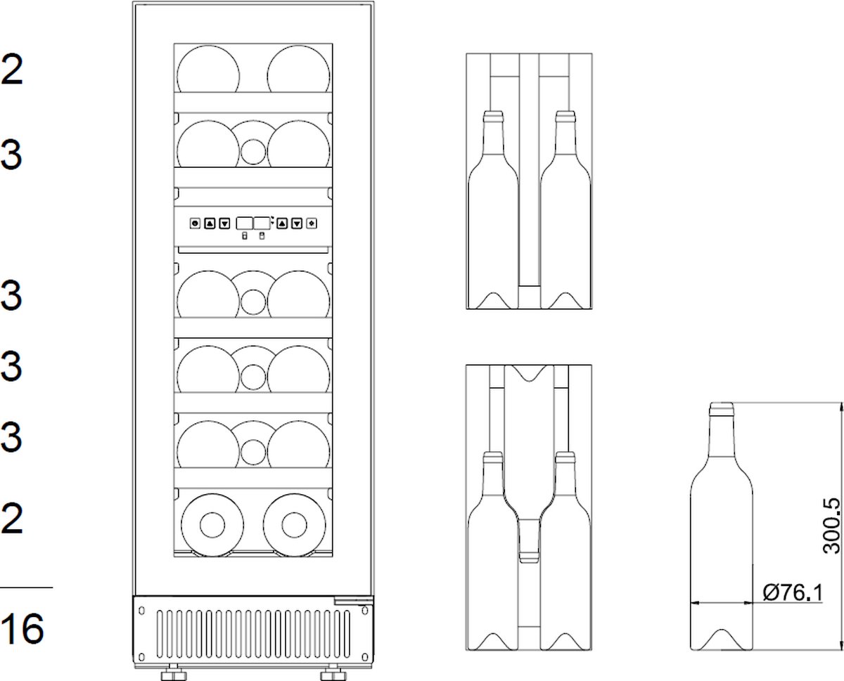 Wine Klima D16-OB72 Onderbouw Wijnklimaatkast Zwart - 2 - afbeelding 3
