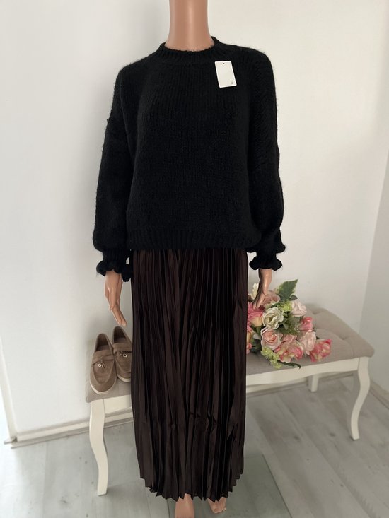 Pull court - pull à manches en laine - gris - pull court femme - taille unique - taille een maat- oversize - chaud - pull d'hiver