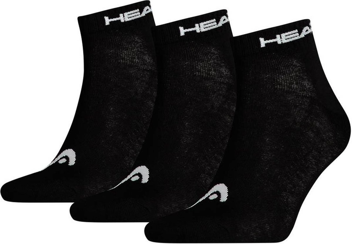 HEAD unisex 3P quartersokken collar logo Zwart
