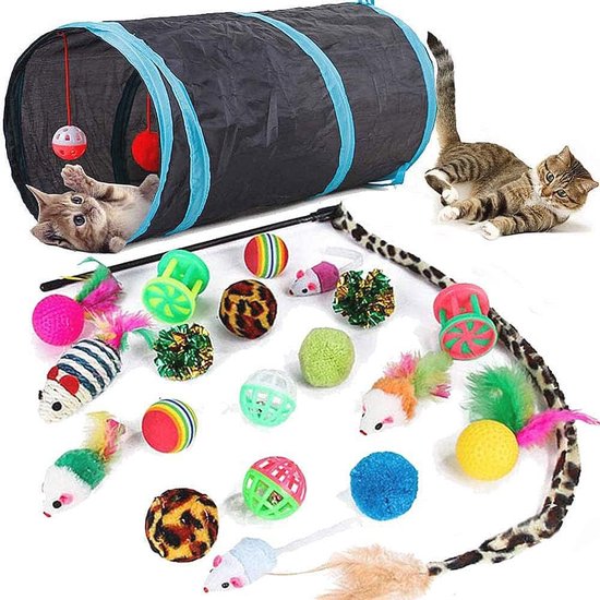 YUTUY Kattenspeelgoedset,42 stuks kattenspeelgoed set met kattentunnel