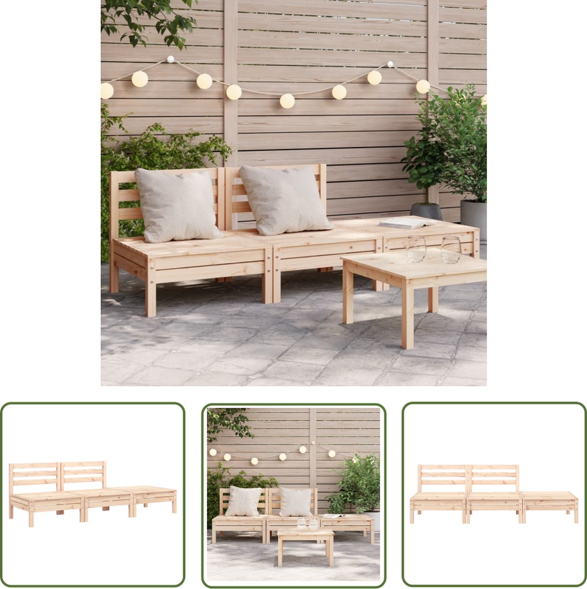 Massief grenenhouten tuinbank in natuurlijke tinten - 190.5 x 63.5 x 62.5 cm.