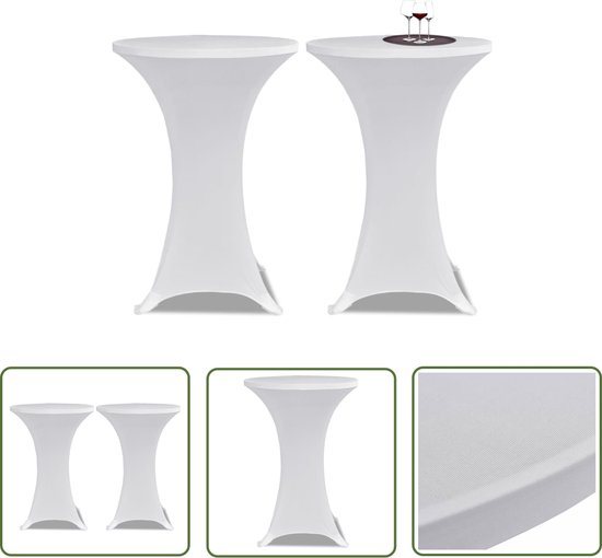 vidaXL Housse de table haute extensible Ø60 cm Wit (2 pièces) - Housse de meuble - Housses de meubles - Housse de table haute - Housses de table haute