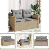 The Living Store Banc de jardin Canapé 2 places en rotin PE - 124 x 62 x 69 cm - Espace de rangement étanche