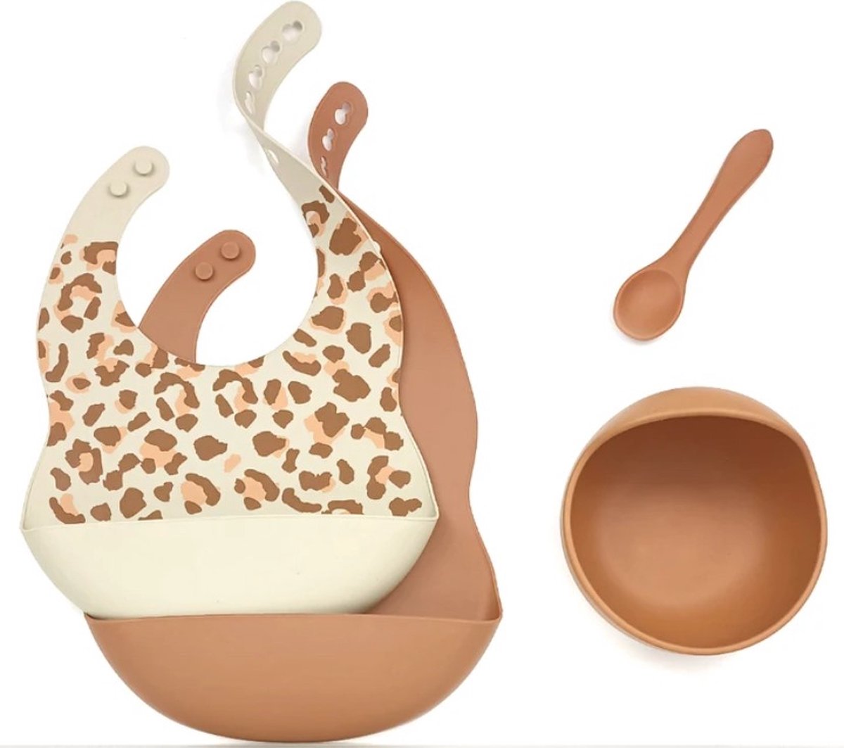 Goedkoopste Siliconen slabben set, kom met zuignap & lepel - Tijger