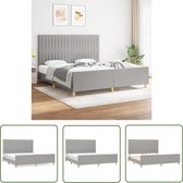 The Living Store Cadre de lit sans matelas tissu gris clair 180x200 cm - Cadre de lit - Sommier tapissier - Lit double - Confort de couchage - Tête de lit