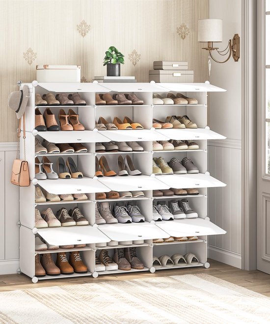 HOOBRO Schoenenrek met 12 vakken, schoenenkast, voor 48 paar schoenen