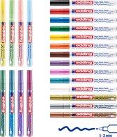 edding 751 verfstiften set van alle 22 kleuren in bewaardoos - 22 paint markers - ronde punt 1-2 mm - stiften voor markeren en labelen van vele ondergronden waaronder metaal, glass, steen of plastic - hittebestendig, permanent, veegvast en watervast