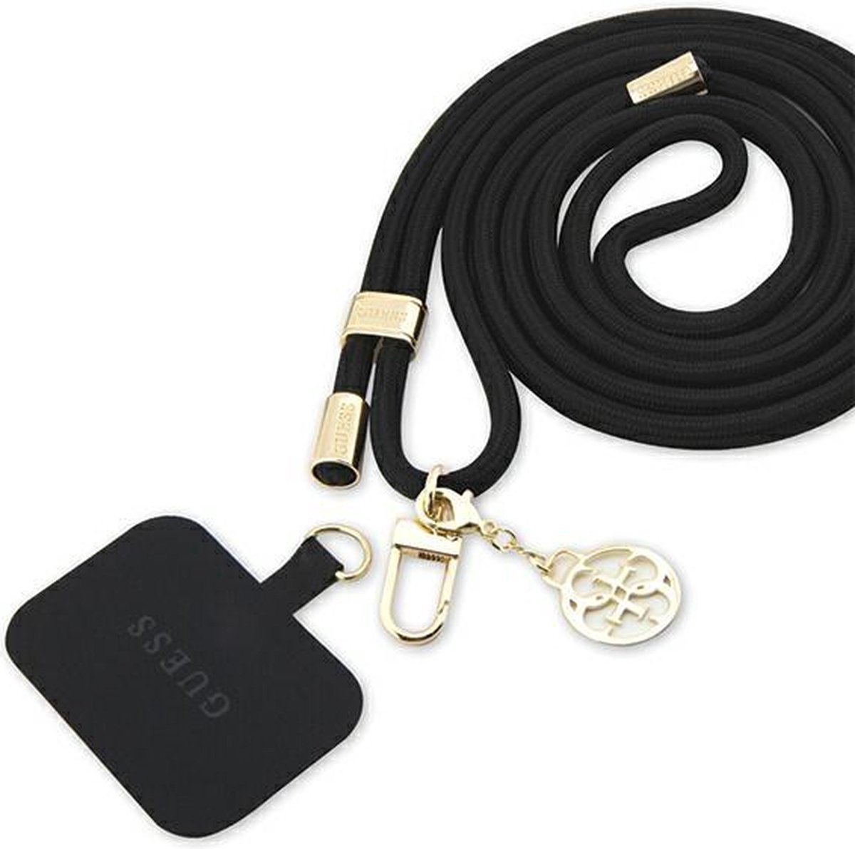 GUESS GUOUCNMG4EK UNIVERSAL CBDY CORD BLACK BELT/BLACK NYLON 4G METAL CHARM