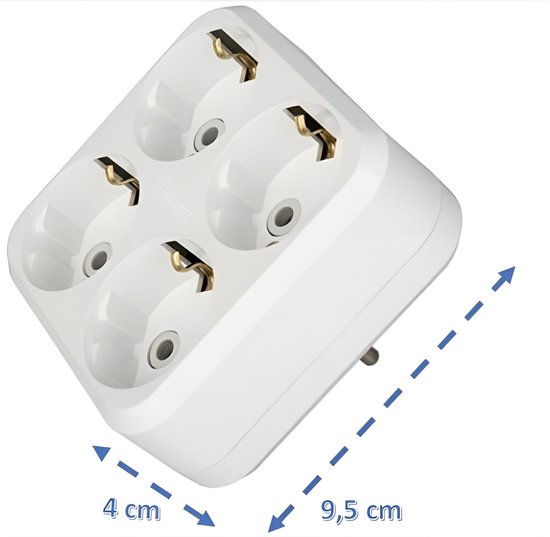 Benson Vierweg stekkerdoos - splitter voor platte eurostekkers - wit