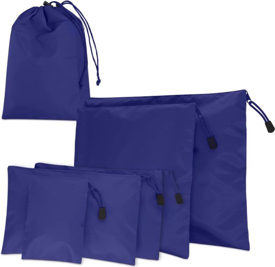 Kledingtassenset 6-delig reistas in koffer Inpak kubus waszak schoenzak cosmetica opbergtas (Blauwe ster