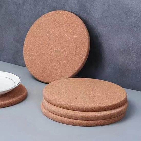 3x Sous-verres ronds en liège 19 cm - Rond - Sous-verre pour poêle - Ensemble de sous-verres en liège