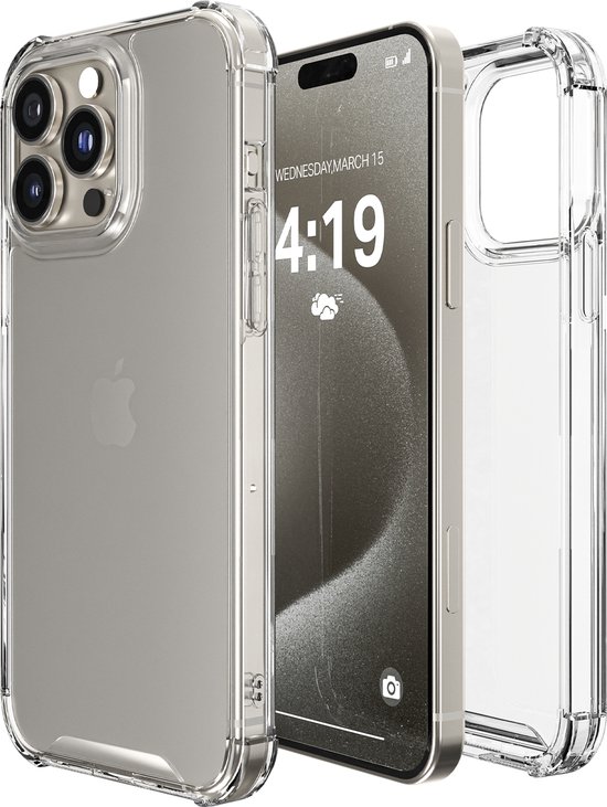 iTech Hoesje geschikt voor iPhone 15 Pro Transparant shock proof cover hoes case